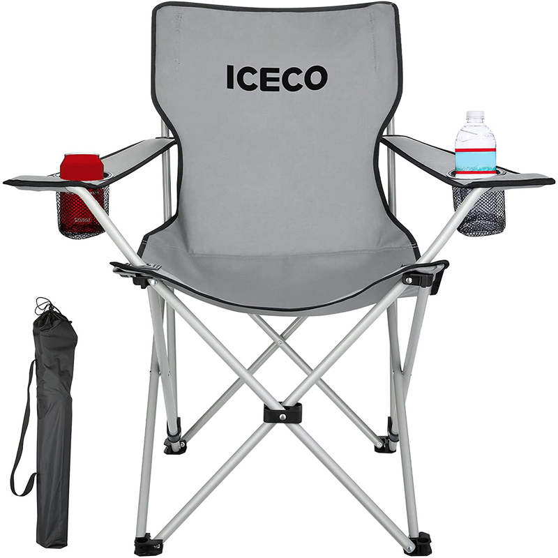 ICECO Camping Chairs, Ultralight Folding Chair, Portable Chairs Compact Lawn Chair with Double Cup Holders Carrying Bag for Outdoor Fishing Hiking BBQ Travel Picnic Festival Adults Sporting Goods > Outdoor Recreation > Camping & Hiking > Camp Furniture ICECO Grey-1pack  