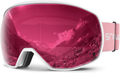 Snowledge Ski Goggles for Men Women with UV Protection, Anti-Fog Dual Lens  Snowledge Hb09 W-rose Red (Not Mirrored)  
