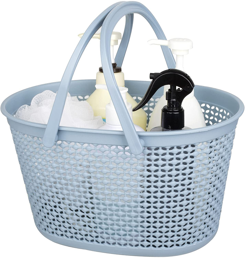 Rejomiik Portable Shower Caddy Basket, Plastic Organizer Storage Tote with Handles for Bathroom, College Dorm, Kitchen - Grey Sporting Goods > Outdoor Recreation > Camping & Hiking > Portable Toilets & Showers rejomiik C-blue 1pack-C 