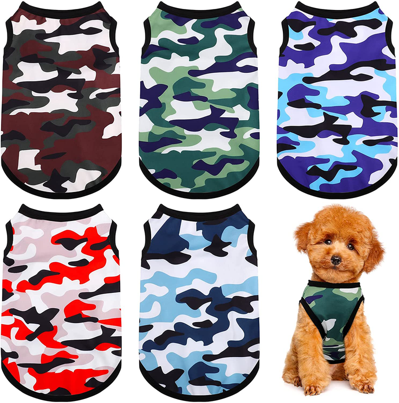 Pedgot 5 Pieces Dog Camo Shirts Breathable Dog Vest Comfortable Camouflage Puppy Shirts Pet Costume Clothes Durable Pet Apparel for Small Medium Dogs Cats, Medium Animals & Pet Supplies > Pet Supplies > Dog Supplies > Dog Apparel Pedgot Large  