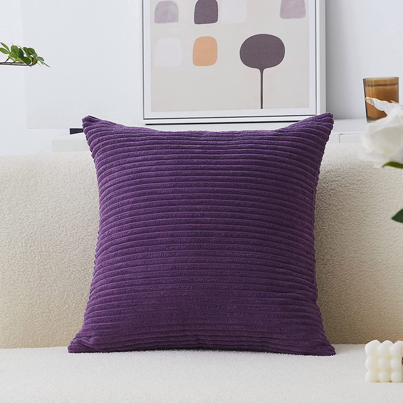 Home Brilliant Striped Corduroy Oblong Throw Pillowcase Cushion Cover for Lumbar Valentines Day Pillow Covers 12X20, 12 X 20 Inches, 30Cm X 50Cm, Baby Pink Home & Garden > Decor > Chair & Sofa Cushions Home Brilliant S-eggplant 24 x 24-Inch 