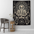 Skull Floral Tapestry Meditation Skeleton Tapestry Gothic Tarot Card Tapestry Cool Black Tapestry for Room(59.1 x 82.7 inches) Home & Garden > Decor > Artwork > Decorative Tapestries Lyacmy Black 59.1" x 82.7" 