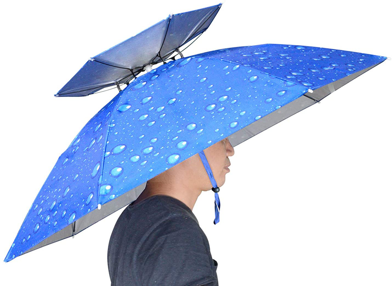 NEW-Vi Fishing Umbrella Hat Folding Sun Rain Cap Adjustable Multifunction Outdoor Headwear Home & Garden > Lawn & Garden > Outdoor Living > Outdoor Umbrella & Sunshade Accessories NEW-Vi Blue (upgrade wind vent)  