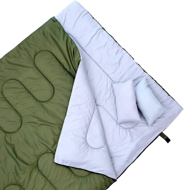 Ohuhu Double Thickened Sleeping Bag with 2 Pillows, Cold Weather Waterproof Lightweight 2 Person Sleeping Bag for Adults, Teens, Truck, Tent, Sleeping Pad, Camping, Backpacking, Hiking Sporting Goods > Outdoor Recreation > Camping & Hiking > Sleeping Bags Ohuhu   