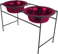 Platinum Pets Modern Double Diner Feeder with Stainless Steel Dog Bowl, Large Animals & Pet Supplies > Pet Supplies > Cat Supplies Platinum Pets Raspberry Pop Large (Pack of 1) 