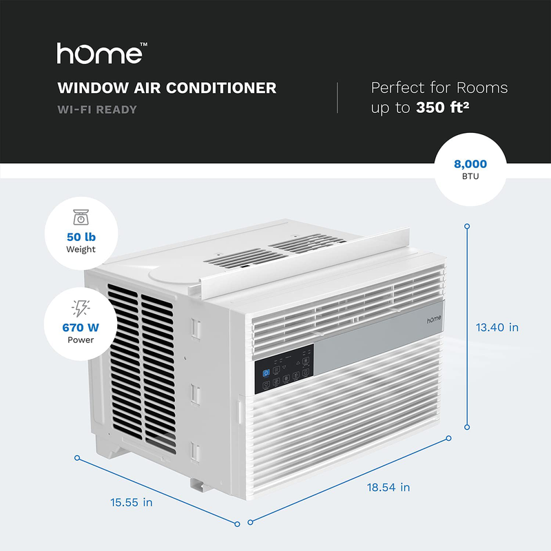 hOmelabs 8,000 BTU Window Air Conditioner with Smart Control – Low Noise AC Unit with Eco Mode, LED Control Panel, Remote Control, and 24 hr Timer Home & Garden > Household Appliances > Climate Control Appliances > Air Conditioners hOmeLabs   