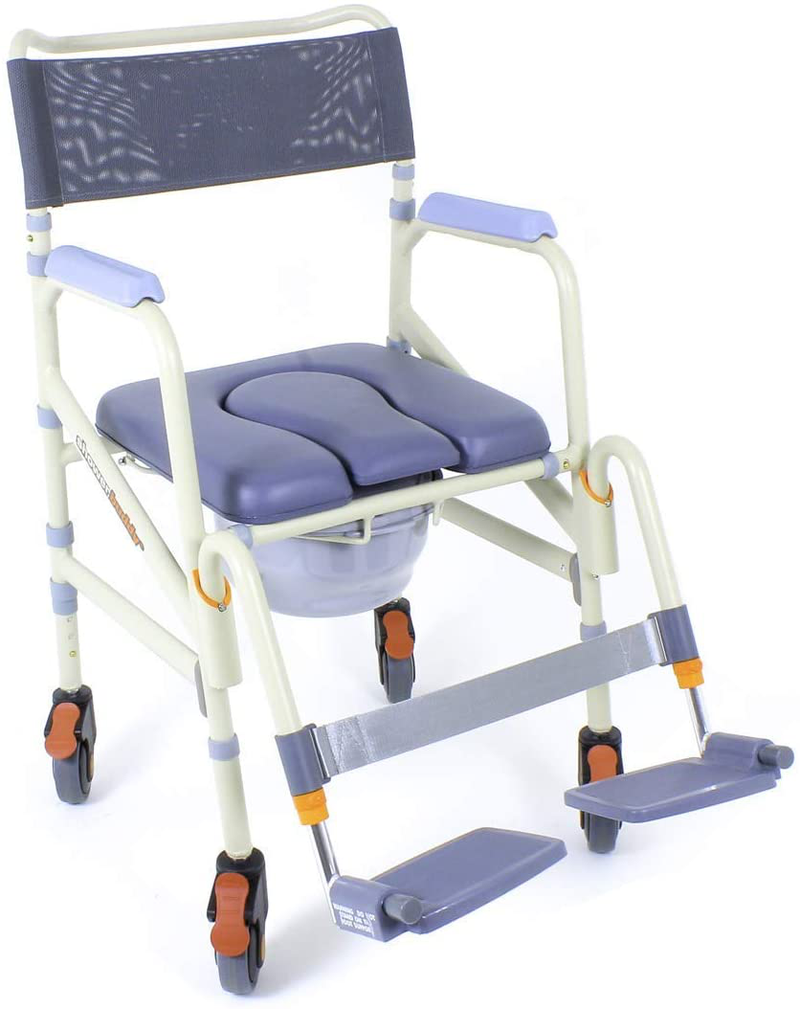Showerbuddy Lightweight Foldable Roll-In Sb7E Shower & Bath Chair | Transport Commode Medical Rolling Bathroom Wheelchair | Hight Adjustable Flip up Footrests | Perfect for Travel Use Sporting Goods > Outdoor Recreation > Camping & Hiking > Portable Toilets & Showers Showerbuddy   