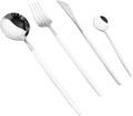 Gugrida 24-Piece Silverware Set - 18/10 Stainless Steel Reusable Utensils Forks Spoons Knives Set, Mirror Polished Cutlery Flatware Set, Great for Family Gatherings & Daily Use (6 set, Black Handle) Home & Garden > Kitchen & Dining > Tableware > Flatware > Flatware Sets Gugrida White Handle Silver  