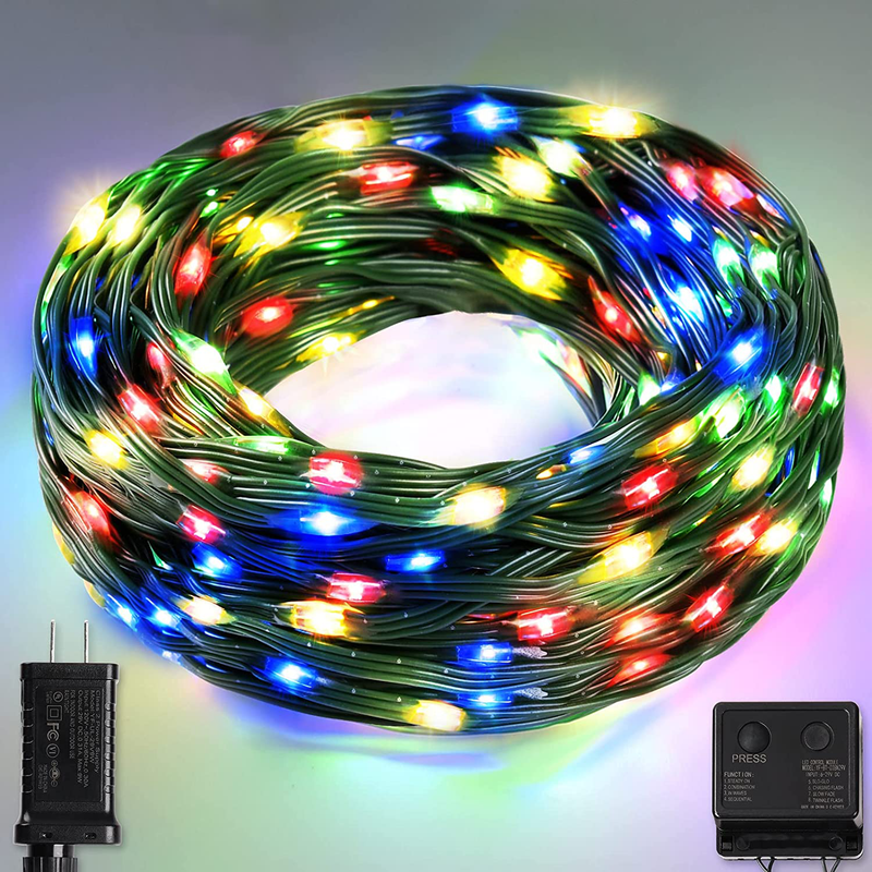 ROYAMY Outdoor Christmas String Lights 100LED IP65 Waterproof Green PVC Wire Plug in Starry Fairy String Lights 8 Modes for Halloween Xmas Tree Party Wedding Indoor Decoration Multicolor 48ft Home & Garden > Decor > Seasonal & Holiday Decorations& Garden > Decor > Seasonal & Holiday Decorations ROYAMY Multicolor 100LED 