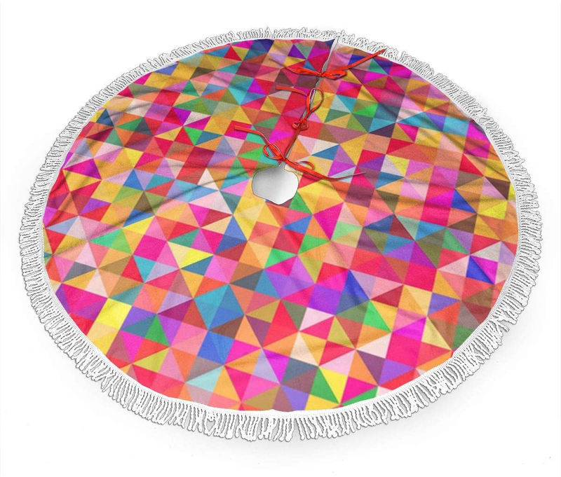 MSGUIDE American Football Christmas Tree Skirt 48 Inch Large Halloween Xmas Tree Decor for Holiday Party Decor Christmas Decoration Home & Garden > Decor > Seasonal & Holiday Decorations > Christmas Tree Skirts MSGUIDE Abstract Colorful Geometric 36" 