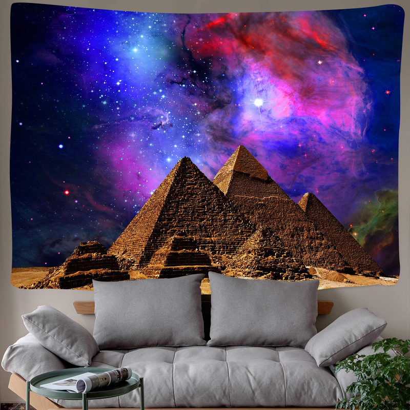 DBLLF Sacred Pyramid Tapestry Egypt Travel Tapestry Starry Sky Tapestry,Queen Size 80"x60" Flannel Art Tapestries,for Living Room Dorm Bedroom Home Decorations DBZY331