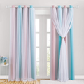NICETOWN Kids Room Decor for Girls, White Gauze & Blackout Drapes Assembled, Mix & Match Star Cut Curtain Panels with Versatile Styling Options (Teal & Purple, Each is W52 x L84, Sold by 2 PCs) Home & Garden > Decor > Seasonal & Holiday Decorations NICETOWN Pink & Blue W52 x L95 