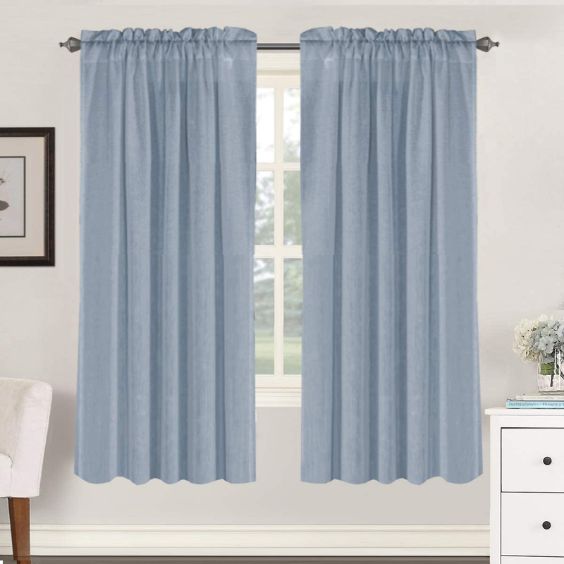 Linen Curtains Light Filtering Privacy Protecting Panels Premium Soft Rich Material Drapes with Rod Pocket, 2-Pack, 52 Wide x 96 inch Long, Natural Home & Garden > Decor > Window Treatments > Curtains & Drapes H.VERSAILTEX Stone Blue 52"W x 72"L 