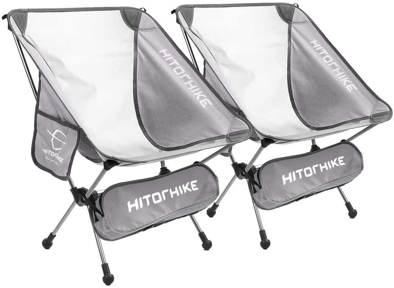 Hitorhike Camping Chair Breathable Mesh Construction 2 Side Pockets Aluminum Frame Camp Chair with Carry Bag Compact and Lightweight Folding Chair for Backpacking and Camping 2PACK Sporting Goods > Outdoor Recreation > Camping & Hiking > Camp Furniture HITORHIKE Grey  