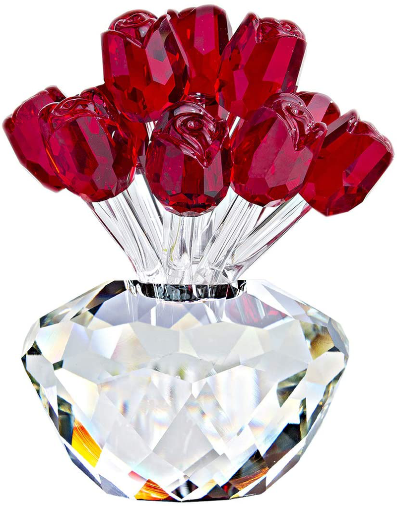 H&D Spring Bouquet Crystal Glass Flowers Yellow Rose Figurine Ornament Gift-Boxed Home & Garden > Decor > Vases H&D No.3  