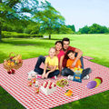 FIDENACK Picnic Blankets Extra Large - 80" x 80" Lightweight Blanket -Thickened Upgrade Oversized XL Folding Waterproof Portable Mat for Outdoor Picnics, Camping-Red and White Home & Garden > Lawn & Garden > Outdoor Living > Outdoor Blankets > Picnic Blankets FIDENACK Red&white  