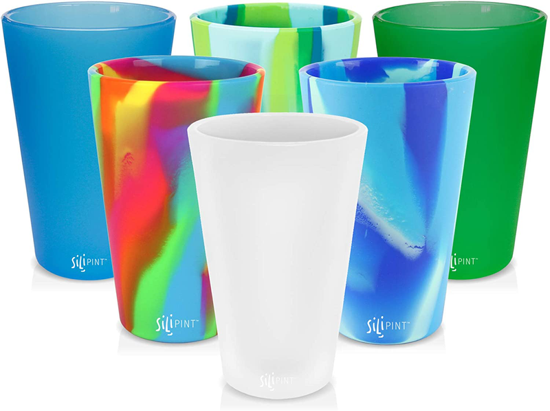 Silipint Silicone Pint Glass. Unbreakable, Reusable, Durable, and Guaranteed for Life. Shatterproof 16 Ounce Silicone Cups for Parties, Sports and Outdoors (2-Pack, Arctic Sky & Hippy Hop) Home & Garden > Kitchen & Dining > Tableware > Drinkware Silipint Tie-Dye & Solid Variety 6-Pack 