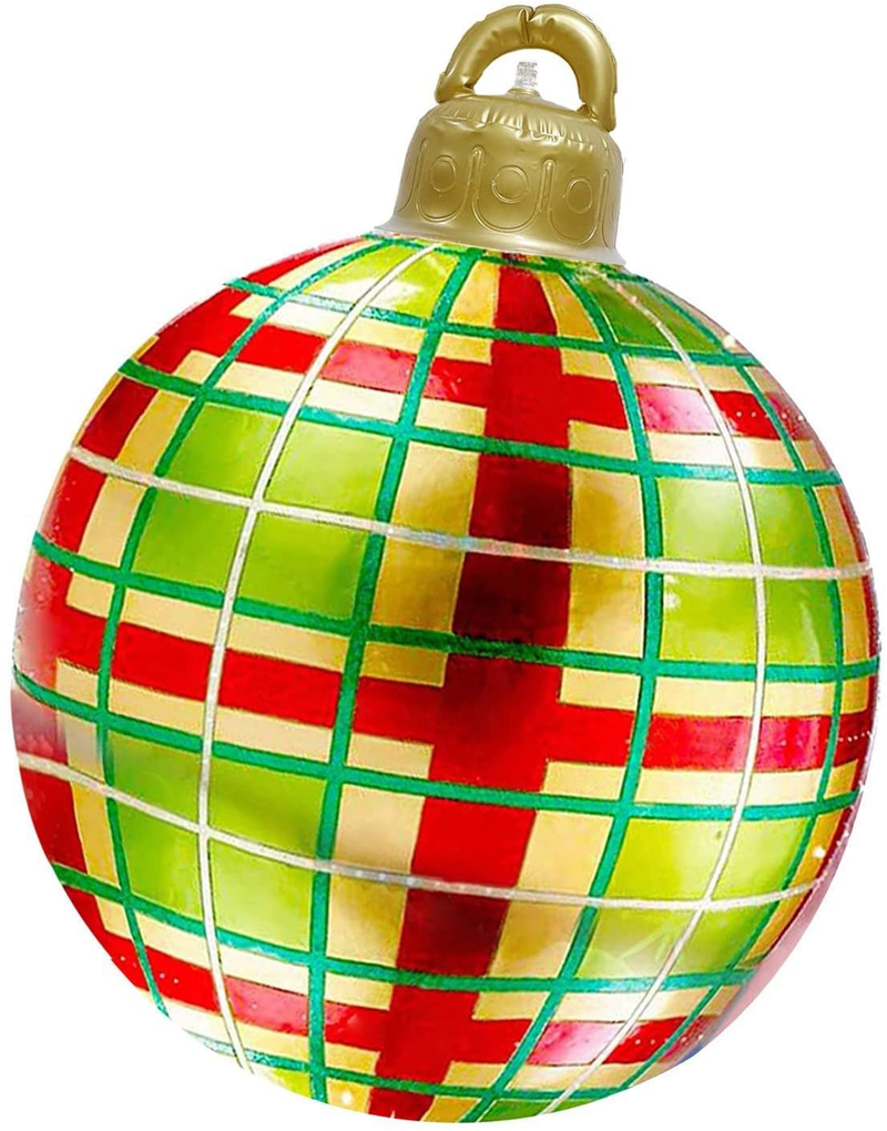 HUANKD Giant Christmas PVC Inflatable Decorated Ball,Christmas Inflatable Outdoor Decorations Holiday inflatables Balls Decoration with Pump (E, XL)