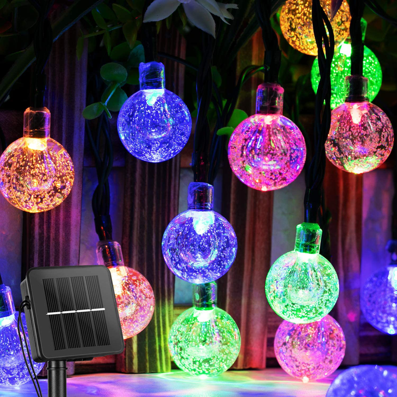 Solar String Lights Outdoor 60 Led 35.6 Feet Crystal Globe Lights with 8 Lighting Modes, Waterproof Solar Powered Patio Lights for Garden Yard Porch Wedding Party Decor (Warm White) Home & Garden > Lighting > Light Ropes & Strings Brightown Multicolored  