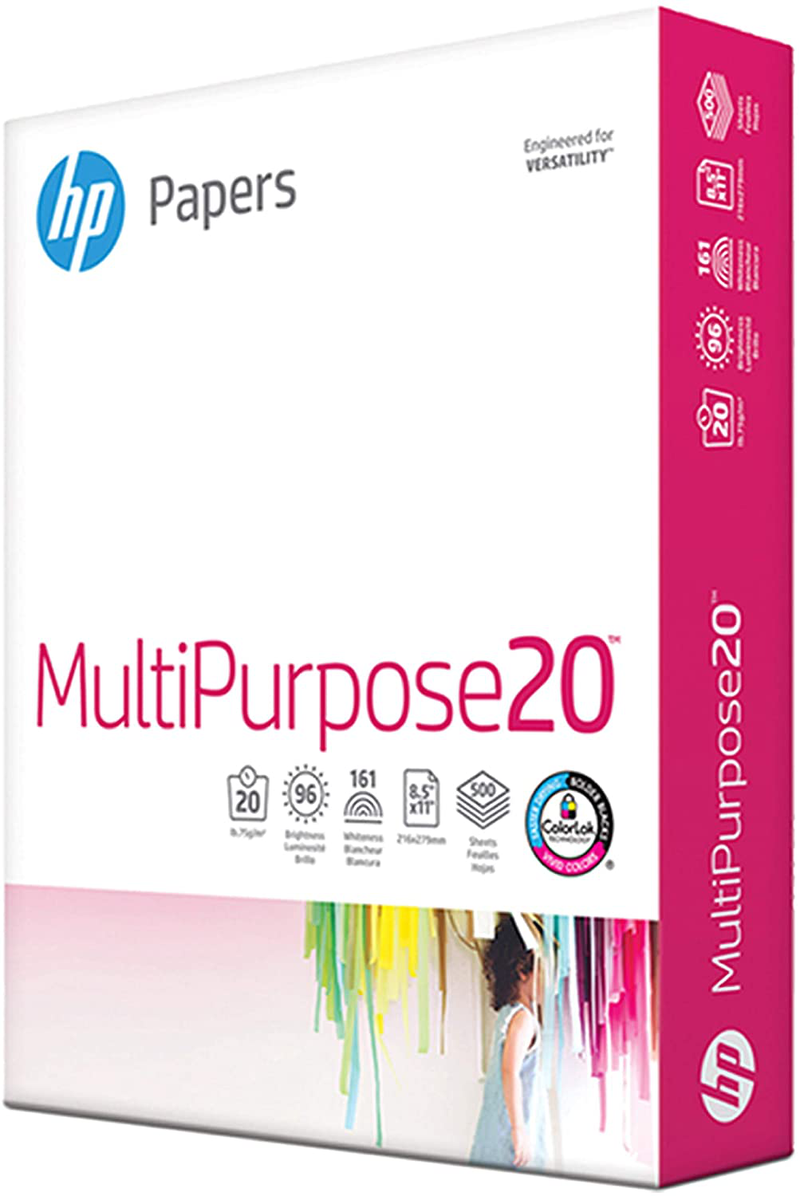 hp Printer Paper | 8.5 x 11 Paper | MultiPurpose 20 lb | 5 Ream Case - 2500 Sheets | 96 Bright | Made in USA - FSC Certified | 115100PC