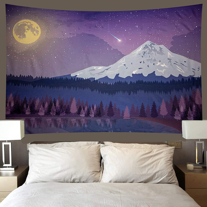 Import Nomad- Mountain/Full Moon Nightscape Wall Tapestry, Indie Room Decor, Tapestry For Bedroom, Dorm Decor - 80 x 60in Large Tapestry Home & Garden > Decor > Artwork > Decorative Tapestries Import Nomad Unbound   