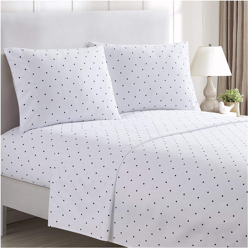 Mellanni Queen Sheet Set - Hotel Luxury 1800 Bedding Sheets & Pillowcases - Extra Soft Cooling Bed Sheets - Deep Pocket up to 16 inch Mattress - Wrinkle, Fade, Stain Resistant - 4 Piece (Queen, White) Home & Garden > Linens & Bedding > Bedding Mellanni Polka Dot Navy Full 