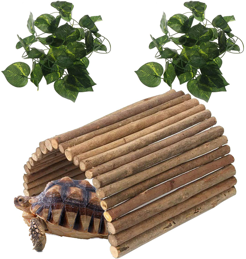 Hamiledyi Reptile Decor Hideout Wooden Guinea Pig Bridge Bendy Tunnel for Rodents Chewing Climbing Ladder Hideaway for Gecko Spiders Lizards Snakes Gerbil Rabbit Ferret Hedgehog Rat Gerbil Animals & Pet Supplies > Pet Supplies > Reptile & Amphibian Supplies Hamiledyi Large  