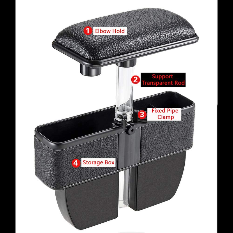 QHCP Car Armrest Support Storage Box Seat Armchair Case Comfortable Seat Gap Organizer Stowing Tidying Auto Interior Accessories (Black)  QHCP   