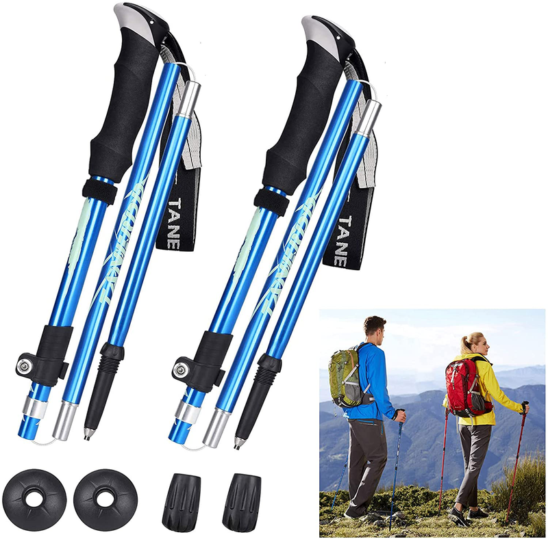 Collapsible Trekking Poles Decorsea 2Pack 5-Sections Aluminum Adjustable Hiking Poles Ultralight Walking Sticks with Quick Locks for Outdoor Hiking Camping Mountaineering Sporting Goods > Outdoor Recreation > Camping & Hiking > Hiking Poles DecorSea Blue  