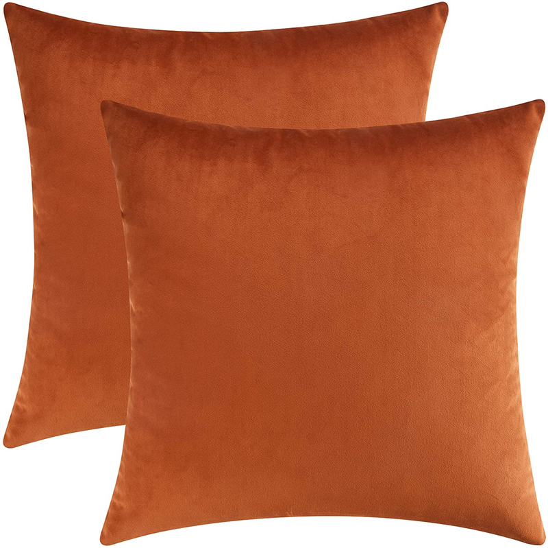 Mixhug Decorative Throw Pillow Covers, Velvet Cushion Covers, Solid Throw Pillow Cases for Couch and Bed Pillows, Burnt Orange, 20 X 20 Inches, Set of 2 Home & Garden > Decor > Chair & Sofa Cushions Mixhug Burnt Orange 26 x 26 Inches, 2 Pieces 