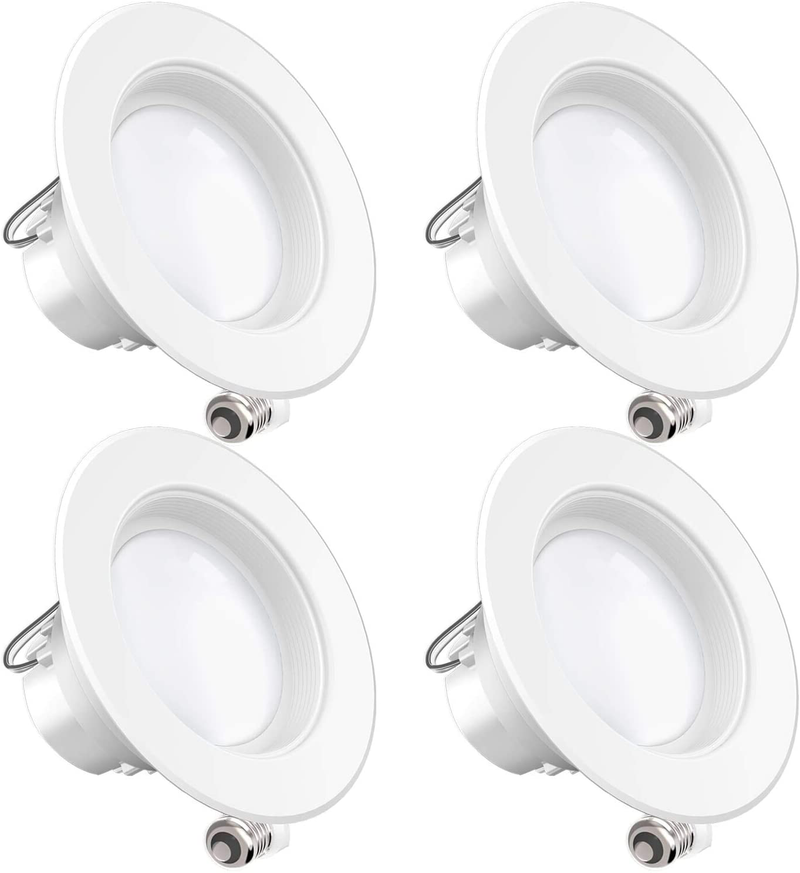 Sunco Lighting 4 Pack 5/6 Inch LED Recessed Downlight, Baffle Trim, Dimmable, 13W=75W, 3000K Warm White, 965 LM, Damp Rated, Simple Retrofit Installation - UL + Energy Star