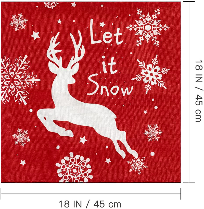 Hogardeck Christmas Pillow Covers 18×18, Set of 4 Throw Pillow Covers, Let It Snow, Merry Bright, Reindeer Christmas Decorations, Xmas Cushion Cases Home & Garden > Decor > Chair & Sofa Cushions hogardeck   