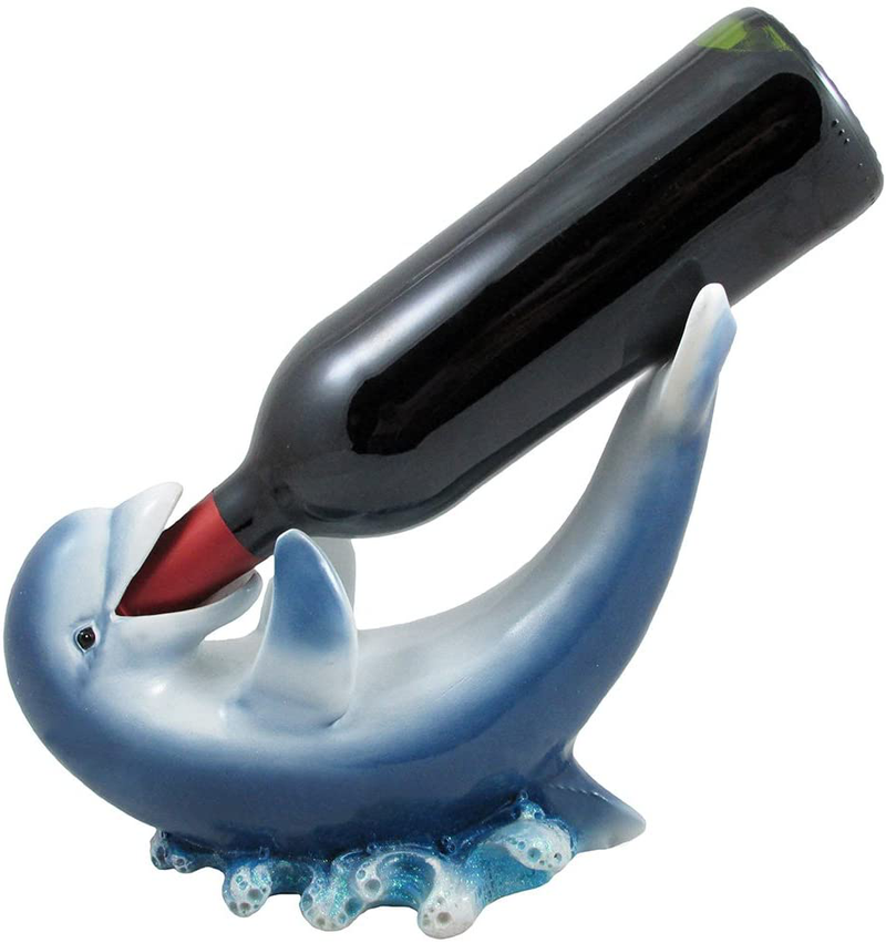 Home 'n Gifts Drinking Dolphin Wine Bottle Holder Statue for Tropical Kitchen or Beach Bar Decor Sculptures and Wine Racks Home & Garden > Decor > Seasonal & Holiday Decorations DWK Corp. Default Title  