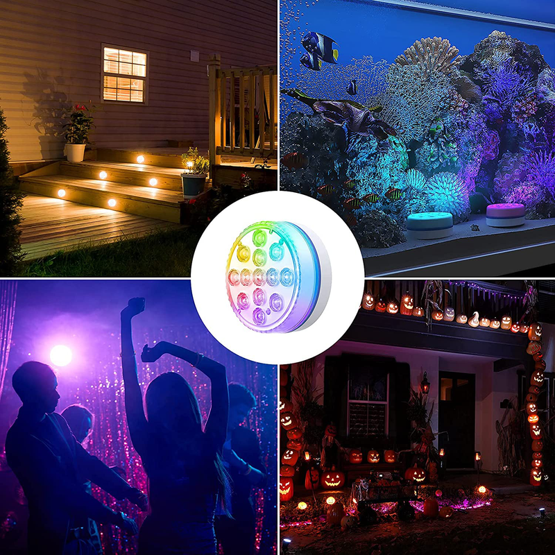 SPOMR Submersible Led Lights, IP68 Full Waterproof Pool Lights with Battery Remote Control, 13 Bright Beads 16 RGB Color Changing LED Shower Light for Party/Festival/Pool (6) Home & Garden > Pool & Spa > Pool & Spa Accessories SPOMR   