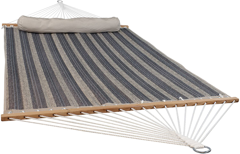Sunnydaze Quilted Fabric Hammock Two Person with Spreader Bars Heavy Duty 450 Pound Capacity, Catalina Beach