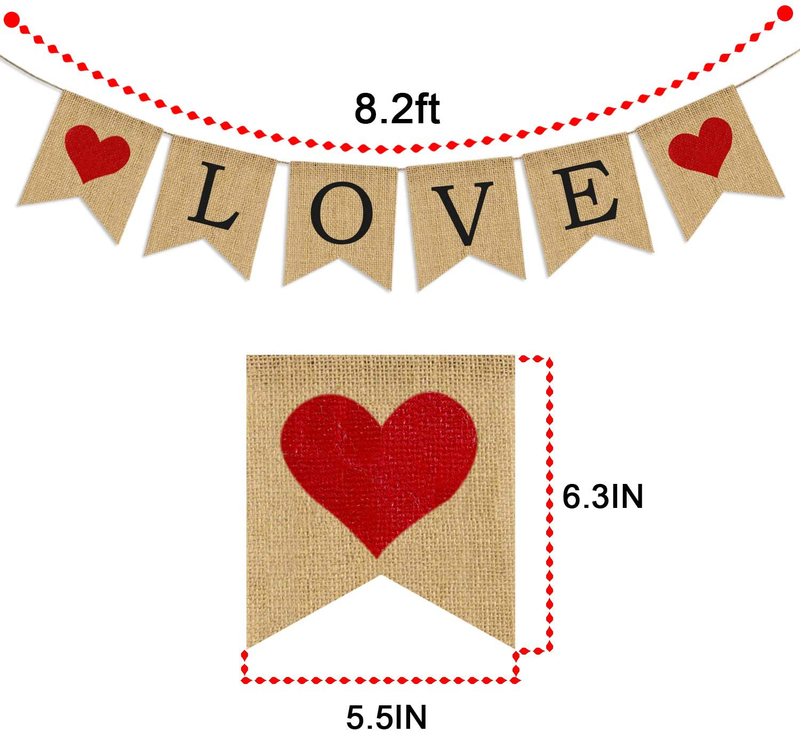 Love Burlap Banner | Valentines Day Decorations | Valentines Garland | Valentine Photo Props | Engagement Banner Decorations | Wedding Banner Decorations | Anniversary Banner Decorations Arts & Entertainment > Party & Celebration > Party Supplies Partyprops   