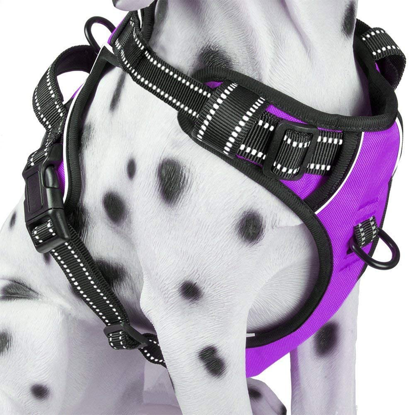 PoyPet No Pull Dog Harness, Reflective Vest Harness with 2 Leash Attachments and Easy Control Handle for Small Medium Large Dog Animals & Pet Supplies > Pet Supplies > Dog Supplies PoyPet Purple XS 