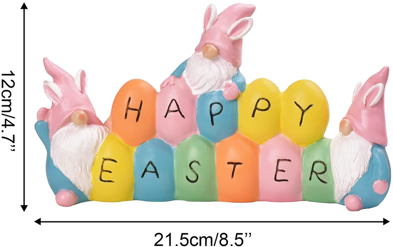 Spring Easter Decorations Decor for Home, Happy Easter Figurine Gnome Bunny/Rabbit with Egg Centerpiece Spring Farmhouse Tabletop Gifts for Table Home Office House Party Decor Clearance Accessories Home & Garden > Decor > Seasonal & Holiday Decorations TGOOD   