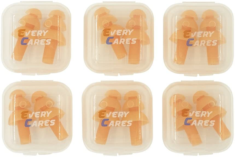 Every Cares Silicone Swimming Earplugs, 6 Pairs, Comfortable, Waterproof, Ear Plugs Swimming Showering Case Sporting Goods > Outdoor Recreation > Boating & Water Sports > Swimming Every Cares Orange  