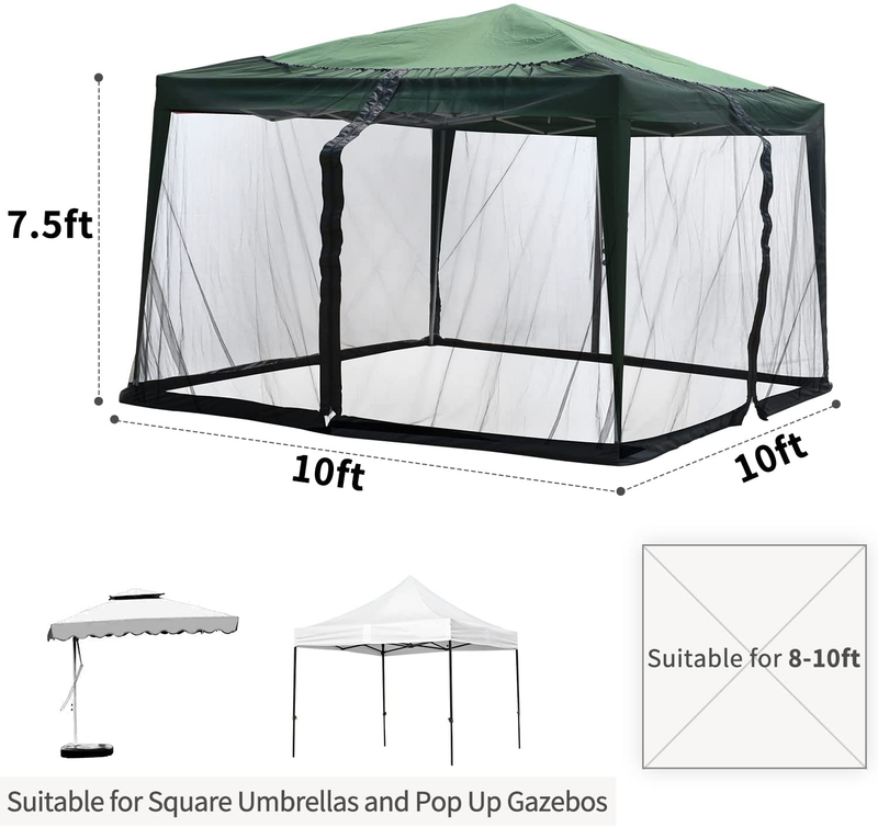 Loodro Square Patio Umbrella Mosquito Nets 10 X 10 X 7.5Ft,Polyester Umbrella Netting with Zipper Door and Adjustable Rope,Fits 8-10Ft Outdoor Umbrellas and Patio Tables (Black) Sporting Goods > Outdoor Recreation > Camping & Hiking > Mosquito Nets & Insect Screens LooDro   