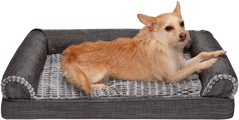 Furhaven Orthopedic, Cooling Gel, and Memory Foam Pet Beds for Small, Medium, and Large Dogs and Cats - Luxe Perfect Comfort Sofa Dog Bed, Performance Linen Sofa Dog Bed, and More Animals & Pet Supplies > Pet Supplies > Dog Supplies > Dog Beds Furhaven Faux Fur & Linen Charcoal Sofa Bed (Egg Crate Orthopedic Foam) Medium (Pack of 1)
