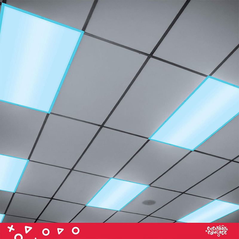 Fluorescent Light Covers | Fluorescent Light Covers for Ceiling Lights, Classroom, Office, or Blue Light Covers Fluorescent Filter- Eliminates Flicker & Glare - 48" by 24" (4 Pack, Sky Blue Panel)