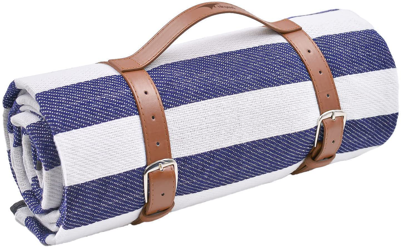 HIKPEED Picnic Outdoor Blanket 78’’x60’’ Park Blanket Beach Mat for Camping on Grass Oversized Seats Adults Water Resistant Picnic Mat(Blue Stripe) Home & Garden > Lawn & Garden > Outdoor Living > Outdoor Blankets > Picnic Blankets HIKPEED A-blue Striped  