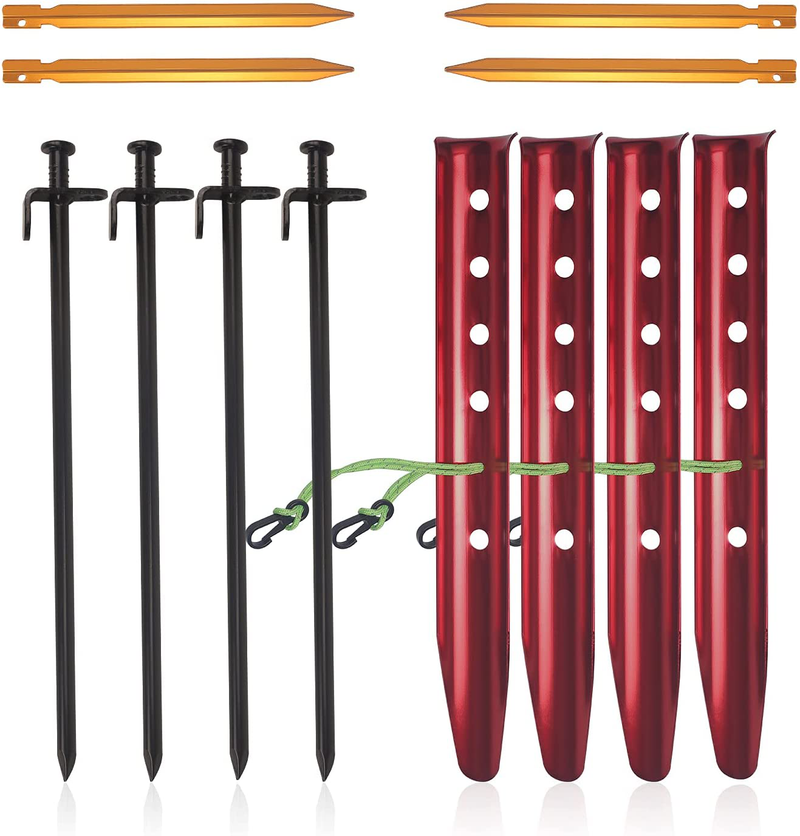 Tent Spikes Sets 10 Pcs Metal Tent Stakes Heavy Duty 12 Inch for Camping with 4 Ropes 13Ft Length Sporting Goods > Outdoor Recreation > Camping & Hiking > Tent Accessories KPUCQXZ KP - 3TS  