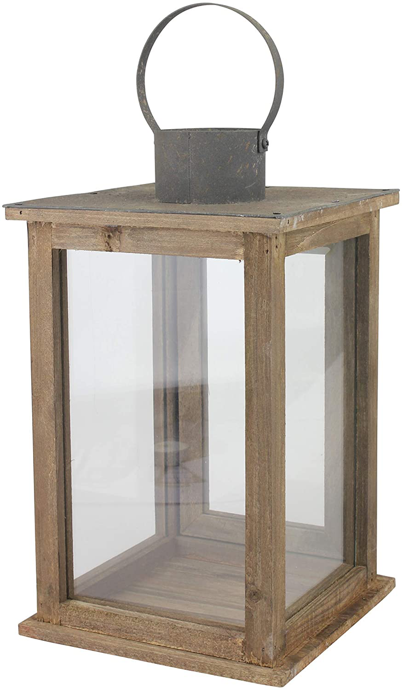 Stonebriar SB-5174B Rustic 12.5" Wooden Candle Lantern, Large, Brown Home & Garden > Decor > Home Fragrance Accessories > Candle Holders Stonebriar   
