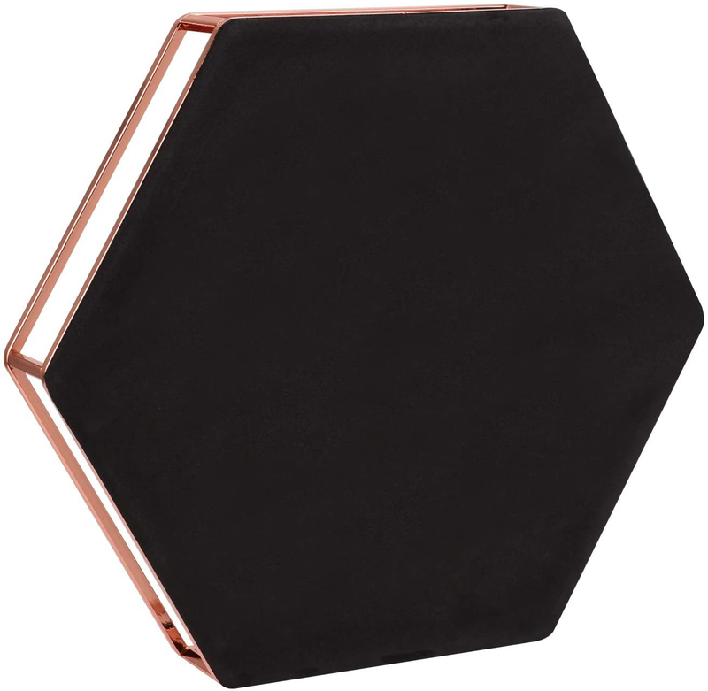 Hexagon Glossy Rose Gold Metal and Mirror Decorative Glass Tray, Perfect Storage Organizer Ottoman Coffee Table Serving Vanity Tray for All Occasions (Rose Gold, 13.813.82.2 inch) Home & Garden > Decor > Decorative Trays M-hiccup   
