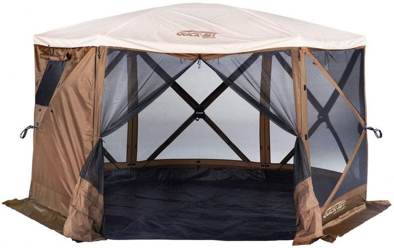 CLAM Quick-Set Escape Sky Camper 11.5 x 11.5 Ft Portable Pop-Up Outdoor Gazebo Screen Tent 6 Sided Canopy Shelter w/Ground Stakes & Carry Bag, Brown Home & Garden > Lawn & Garden > Outdoor Living > Outdoor Structures > Canopies & Gazebos CLAM Default Title  
