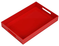 KEVLANG Glossy White Sturdy Acrylic Serving Tray with Handles-10x15Inch-Serving Coffee Appetizer Breakfast Butler-Kitchen Countertop-Makeup Drawer Organizer-Vanity Table Tray-Ottoman Tray Home & Garden > Decor > Decorative Trays KEVLANG Glossy Red 10"x15"x2"H 