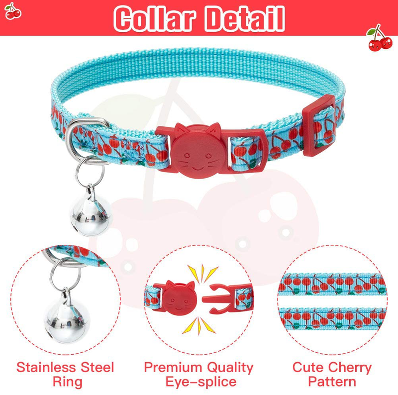 EXPAWLORER Cat Harness Leash Collar Set - H Style with Cherry Pattern, Adjustable Escape Proof for Outdoor Walking Animals & Pet Supplies > Pet Supplies > Cat Supplies > Cat Apparel EXPAWLORER   