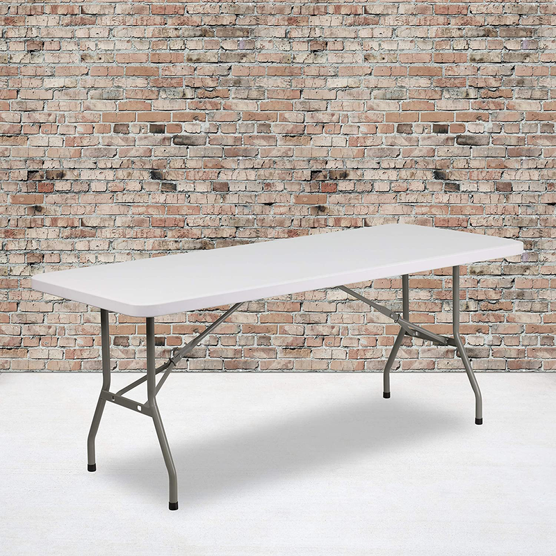 Flash Furniture 4-Foot Height Adjustable Bi-Fold Dark Gray Plastic Folding Table with Carrying Handle Sporting Goods > Outdoor Recreation > Camping & Hiking > Camp Furniture Flash Furniture Granite White Standard 6 Foot
